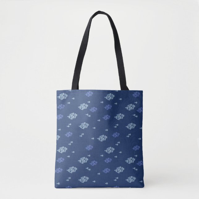 Navy Blue Textur mit Blue Fish Wiederholung Design (Vorderseite)