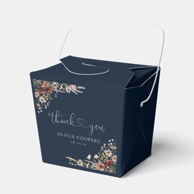 Navy Blue Tiny Wildblume Baby Duschbox Geschenkschachtel (Vorderseite)