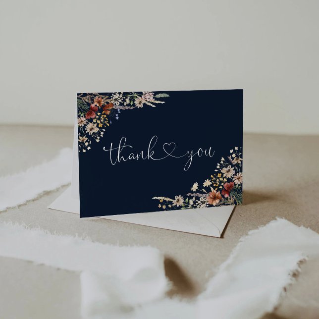 Navy Blue Tiny Wildblume Babydusche Dankeskarte (Von Creator hochgeladen)