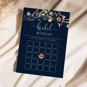 Navy Blue Tiny Wildblume Brautparty Bingo