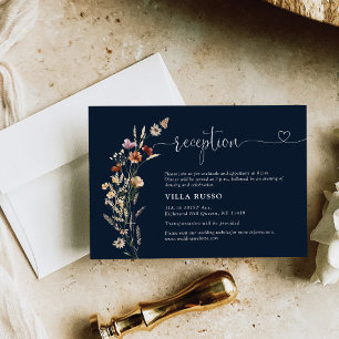 Navy Blue Tiny Wildblume Hochzeitsempfang Begleitkarte
