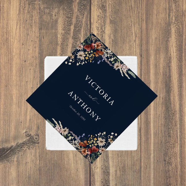 Navy Blue Tiny Wildblume Wedding Napkins Serviette (Von Creator hochgeladen)