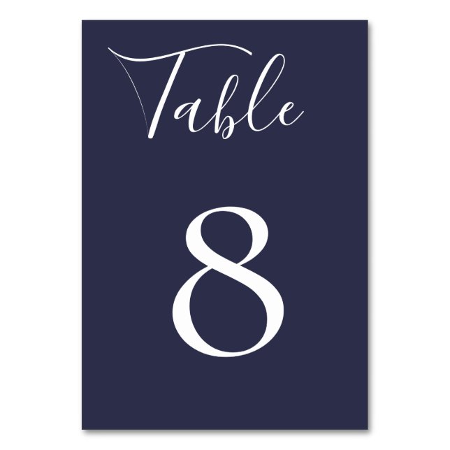 Navy Blue Tischnummer Card (Vorderseite)