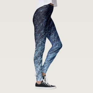 Navy Blue to Cerulean Ombre Glitzer, Wasserelement Leggings