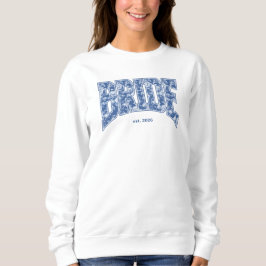 Navy Blue Toile BRIDE Engagement Shower Bach Party Sweatshirt