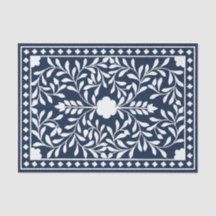 Navy Blue Traditional Bone Inlay Decoupage Paper