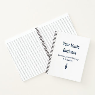 Navy Blue Treble Clef Musician Music Business Notizbuch