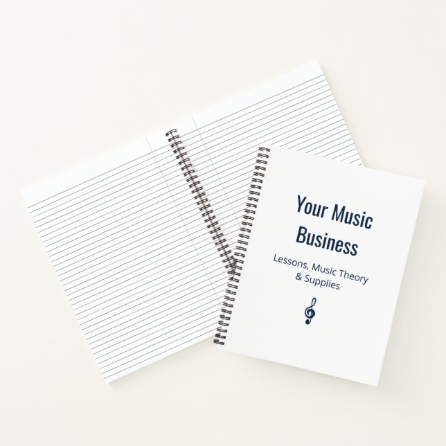 Navy Blue Treble Clef Musician Music Business Notizbuch (Innenseite)