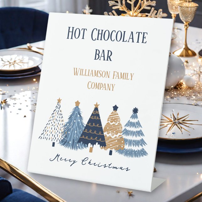 Navy Blue Trees Modern Simple Christmas Holiday Sockelschild (Navy Blue Trees Modern Simple Christmas Holiday Pedestal Sign)