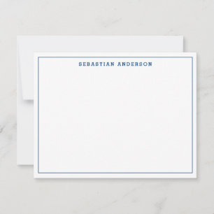 Navy Blue Trendy Formal Typografie Thin Border Mitteilungskarte