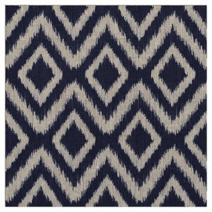 Navy Blue Tribal Ikat Zickzack Stoff