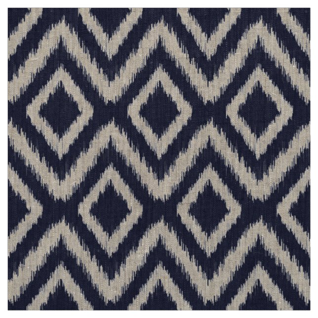 Navy Blue Tribal Ikat Zickzack Stoff (Muster)
