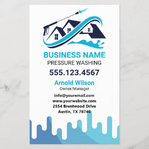 Navy Blue Tropfen Power Wash House Reinigung Flyer
