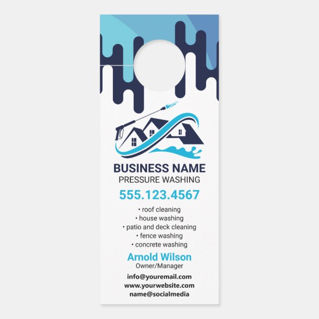 Navy Blue Tropfen Power Wash House Reinigung Türanhänger (Vorderseite)