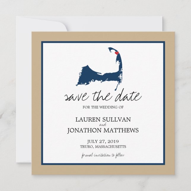 Navy Blue Truro Cape Cod Wedding Save the Date (Vorderseite)