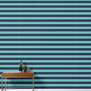 Navy Blue Turquoise Rugby Stripes Tapete
