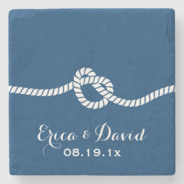 Navy Blue Tying the Knot Nautical Wedding Steinuntersetzer