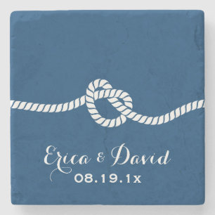 Navy Blue Tying the Knot Nautical Wedding Steinuntersetzer