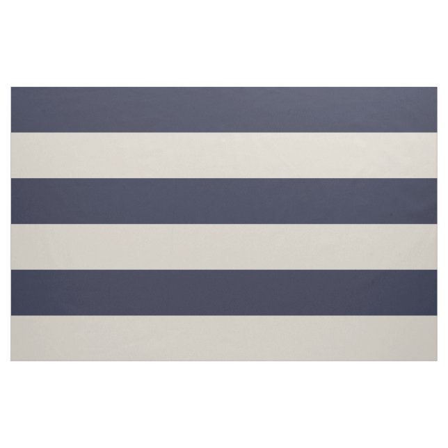 Navy Blue und Beige Wide Stripes groß Stoff (Yard (91,4 cm))