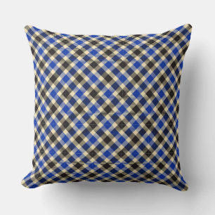 Navy Blue und Black Tartan Kariertes 2-Quadratkiss Kissen