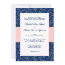 Navy Blue und Blush Pink Damask Swirl Hochzeit