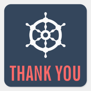 Navy Blue und Coral Nautical Danke Sticker
