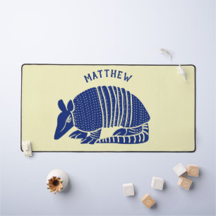 Navy Blue und Cream Armadillo Personalisiert Schreibtischunterlage