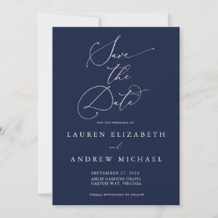 Navy Blue und Cream Minimalistisch Save the Date I Einladung