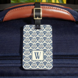 Navy Blue und Cream Seashell Pattern Gepäckanhänger
