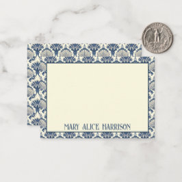 Navy Blue und Cream Seashell Pattern Mitteilungskarte