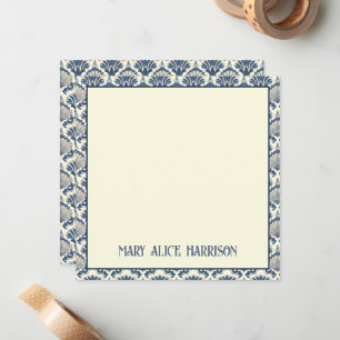 Navy Blue und Cream Seashell Pattern Mitteilungskarte