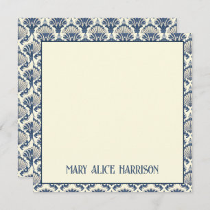 Navy Blue und Cream Seashell Pattern Mitteilungskarte