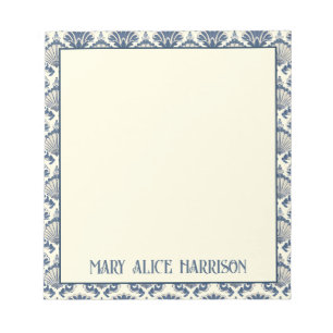 Navy Blue und Cream Seashell Pattern Notizblock