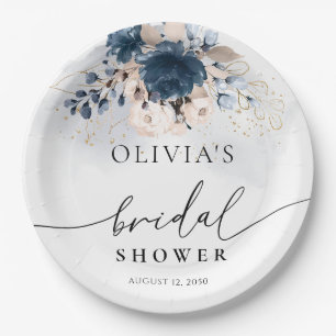 Navy Blue und Dusty Rose Brautparty Pappteller