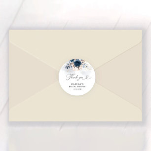 Navy Blue und Dusty Rose Brautparty Runder Aufkleber