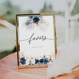Navy Blue und Dusty Rose favorisieren Signierung Sockelschild
