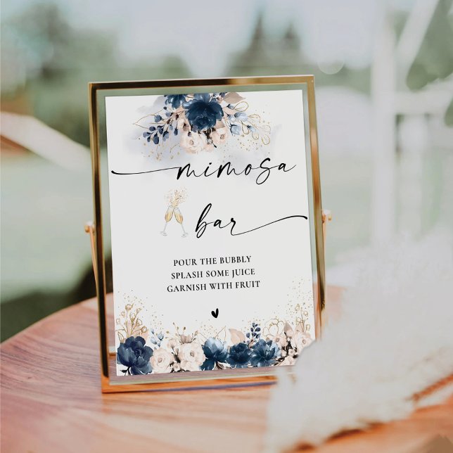 Navy Blue und Dusty Rose Mimosa Bar Sign Sockelschild (Von Creator hochgeladen)