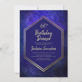 Navy Blue und Gold 60. Geburtstags Dinner Party Einladung