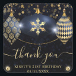 Navy Blue und Gold Christmas Baubles Geburtstag Quadratischer Aufkleber<br><div class="desc">Elegantes Navy Blue und Gold Weihnachtsbaumgestalterdesign mit dunkelblau und goldfarbenem Hintergrund</div>