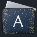 Navy Blue und Gold Confetti Monogram Laptopschutzhülle<br><div class="desc">Navy Blue und Gold Confetti Elegant Monogram Case. Dieser Fall kann so angepasst werden,  dass er Ihren Anfangs- und Vornamen enthält.</div>
