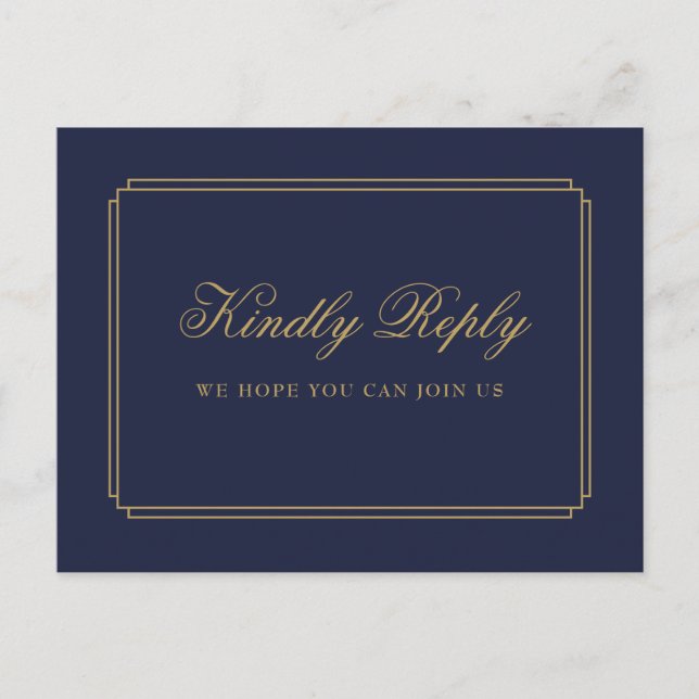 Navy Blue und Gold Deko Song Request UAWG Postcard Einladungspostkarte (Vorderseite)