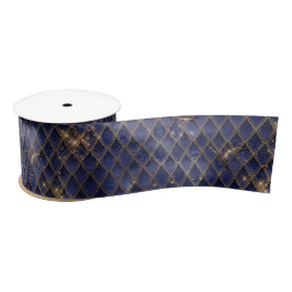 Navy Blue und Gold Dragon Scales Satinband