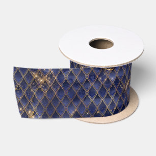 Navy Blue und Gold Dragon Scales Satinband