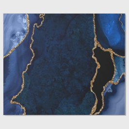 Navy Blue und Gold Imitats Glitzer Agate Geschenkpapier