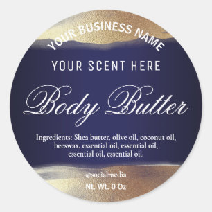 Navy Blue und Gold Labels Runder Aufkleber