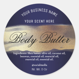 Navy Blue und Gold Labels Runder Aufkleber