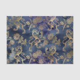 Navy Blue und Gold Lion Floral Seidenpapier