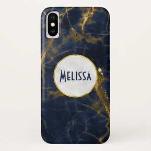 Navy Blue und Gold Marble Moderne Stilvoll Case-Mate iPhone Hülle