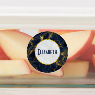 Navy Blue und Gold Marble Moderne Stilvoll Etiketten