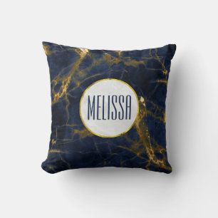 Navy Blue und Gold Marble Moderne Stilvoll Kissen
